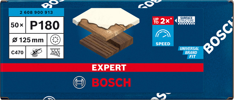 BOSCH EXPERT C470 Schleifscheibe, 125mm, K180, 8 Löcher, 50-tlg.