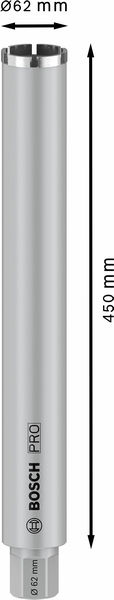BOSCH PRO Nassbohrkrone, 62 x 450 mm, G 1 1/4 Zoll UNC