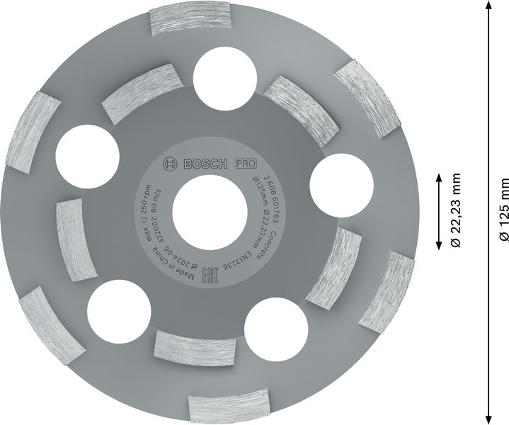 BOSCH PRO Abrasive Topfscheibe, 50 x 125 mm, 22,23 mm BOSCH PRO Abrasive Topfscheibe, 50 x 125 mm, 22,23 mm