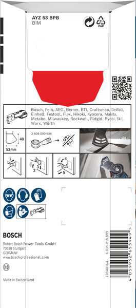 BOSCH PRO AYZ 53 BPB Dual-Tec Blatt für Multifunktionswerkzeuge, 53 x 40 mm, 5-tlg. BOSCH PRO AYZ 53 BPB Dual-Tec Blatt für Multifunktionswerkzeuge, 53 x 40 mm, 5-tlg.