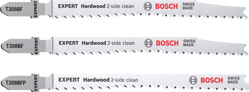 BOSCH EXPERT Hardwood 2-side clean Stichsägeblatt-Set, 3-tlg., (2xT308BF, 1xT308BFP)
