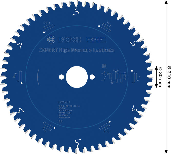 BOSCH EXPERT High Pressure Laminate Kreissägeblatt, 210x2,8/1,8x30 mm, Z60