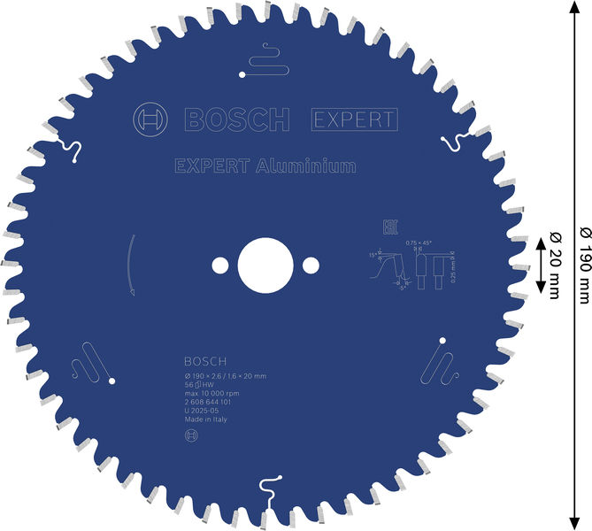 BOSCH EXPERT Aluminium Kreissägeblatt, 190x2,6/1,6x20 mm, Z56 BOSCH EXPERT Aluminium Kreissägeblatt, 190x2,6/1,6x20 mm, Z56