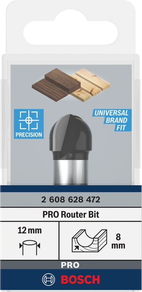 BOSCH PRO Hohlkehlfräser, R 8, Schaft 12 mm