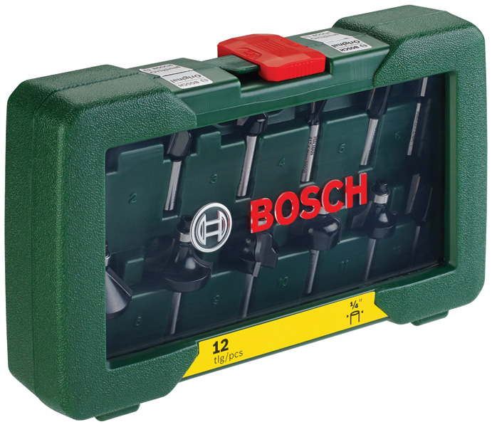 BOSCH 12-teiliges HM-Fräser-Set (1/4" Schaft) BOSCH 12-teiliges HM-Fräser-Set (1/4" Schaft)