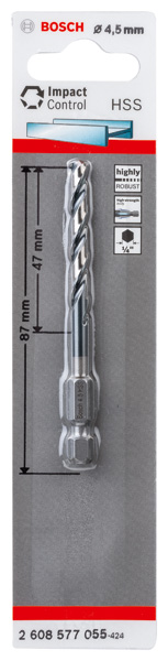 BOSCH HSS Spiralbohrer mit Sechskantschaft 4,5 mm BOSCH HSS Spiralbohrer mit Sechskantschaft 4,5 mm
