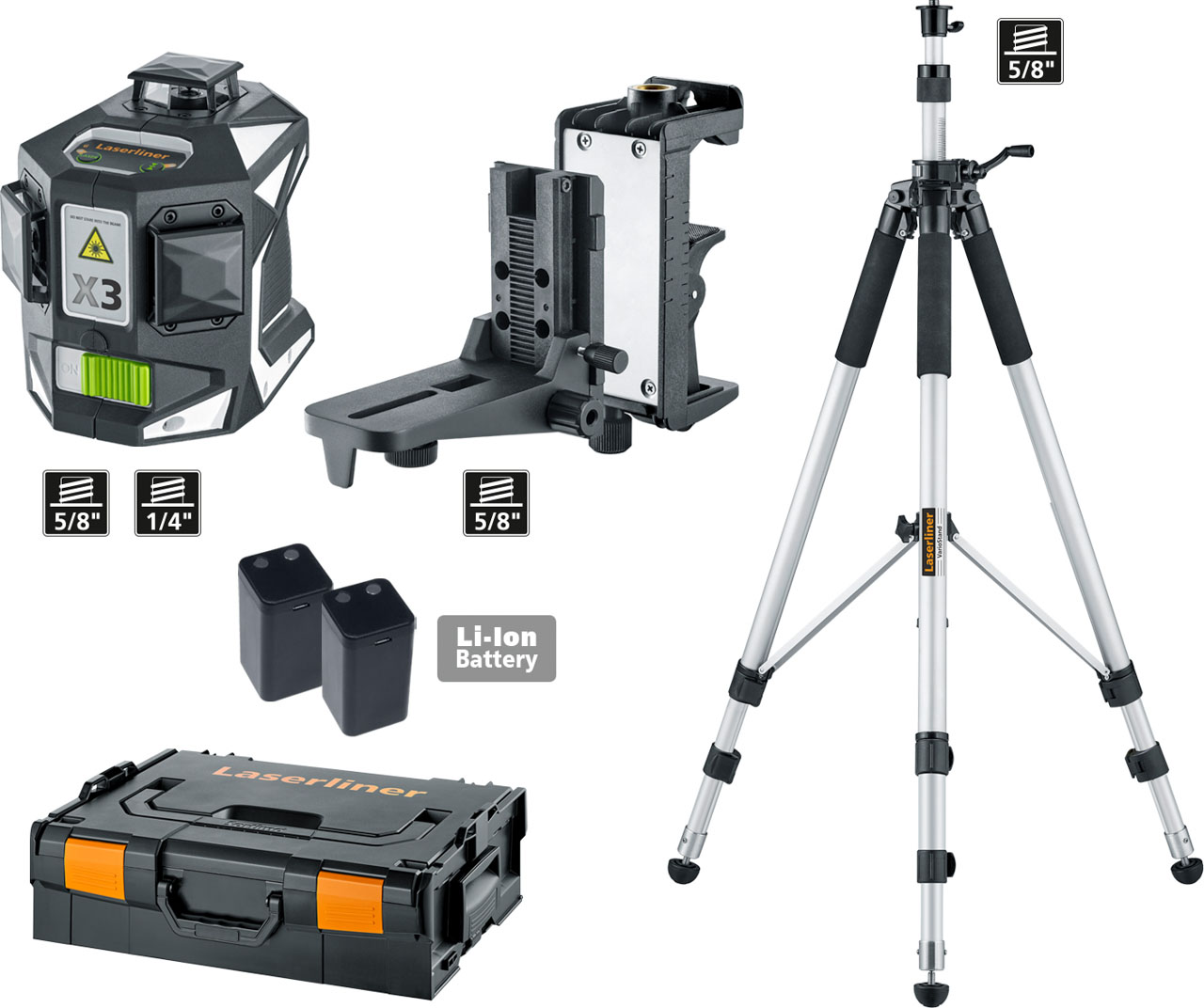 LASERLINER 3D Kreuzlinien-Laser X3-Laser Pro Set 1 (incl. Kompaktstativ 300 cm)