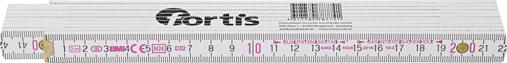 FORTIS Gliedermaßstab Buche 2mx16mm weiß FORTIS FORTIS Gliedermaßstab Buche 2mx16mm weiß FORTIS