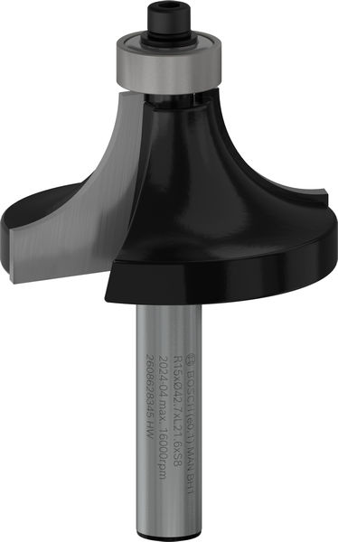 BOSCH PRO Abrundfräser, R 15, Schaft 8 mm