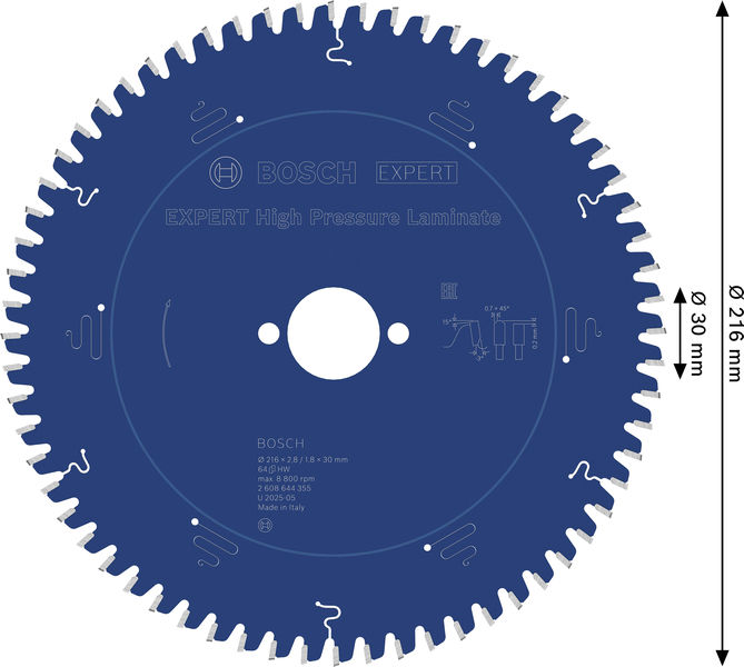 BOSCH Expert for High Pressure Laminate Kreissägeblatt 216x30-64