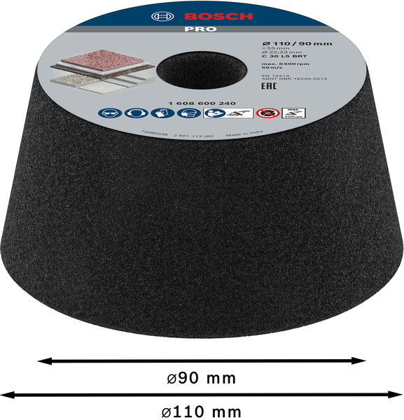 BOSCH PRO Stone Konischer Schleiftopf, 90 x 110 x 55 mm, K30