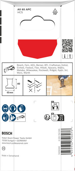 BOSCH AII 65 APC Holz Tauchsägeblatt, Starlock, 65 x 40 mm, 5-tlg. BOSCH AII 65 APC Holz Tauchsägeblatt, Starlock, 65 x 40 mm, 5-tlg.