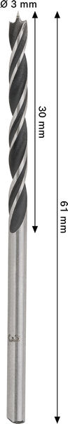 BOSCH PRO Wood Holzspiralbohrer, 3x30x61 mm BOSCH PRO Wood Holzspiralbohrer, 3x30x61 mm