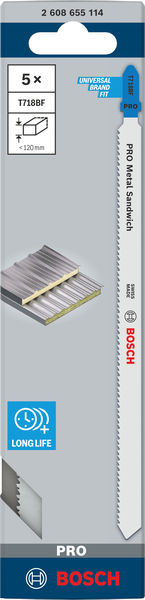 BOSCH PRO Metal Sandwich T718BF Stichsägeblatt, 180 mm, 5-tlg. BOSCH PRO Metal Sandwich T718BF Stichsägeblatt, 180 mm, 5-tlg.