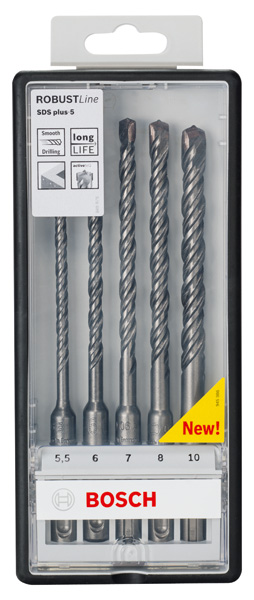 BOSCH SDS plus-5 Hammerbohrer-Set, Robust Line, 5-tlg., 5,5-10 mm BOSCH SDS plus-5 Hammerbohrer-Set, Robust Line, 5-tlg., 5,5-10 mm