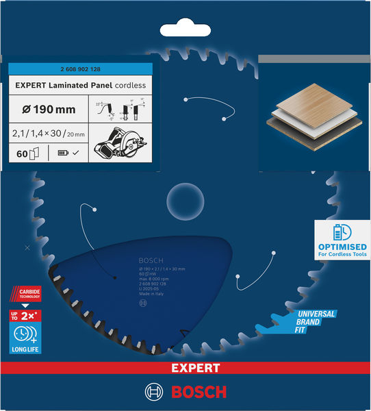 BOSCH EXPERT Laminated Panel Kreissägeblatt, 190x2,1x30 mm, Z60