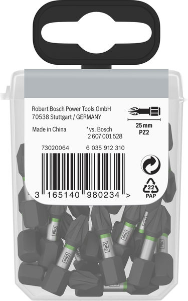 BOSCH PRO Pozidriv Impact Bit, PZ2, 25 mm, Display, 10 x 25-tlg