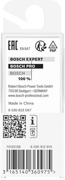 BOSCH PRO Nutfräser, einschneidig, Ø 1/8" x L 19/64", Schaft 1/4"
