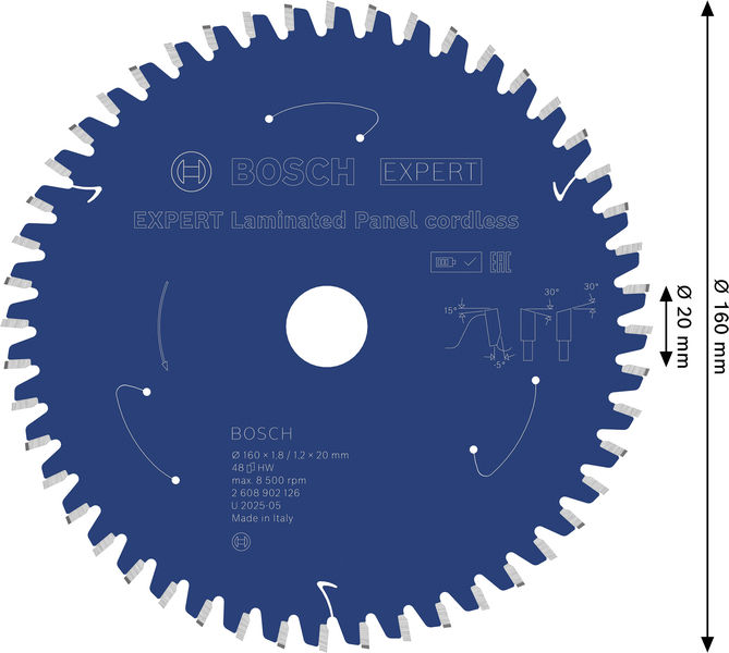 BOSCH EXPERT Laminated Panel Kreissägeblatt, 160x1,8x20 mm, Z48 BOSCH EXPERT Laminated Panel Kreissägeblatt, 160x1,8x20 mm, Z48