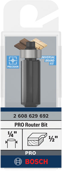 BOSCH PRO Bündigfräser, untenliegendes Führungskugellager, Ø 1/2" x L 1", Schaft 1/4" BOSCH PRO Bündigfräser, untenliegendes Führungskugellager, Ø 1/2" x L 1", Schaft 1/4"