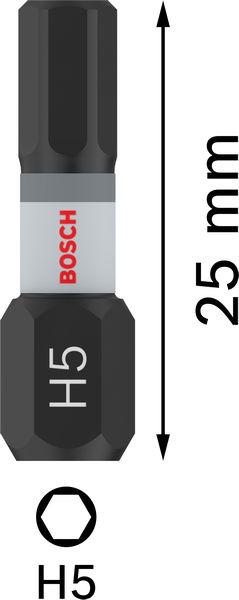 BOSCH PRO Hex Impact Bit, H5, 25 mm, 2-tlg.
