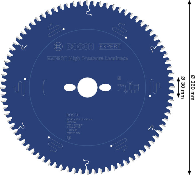 BOSCH EXPERT High Pressure Laminate Kreissägeblatt, 260x30 mm, Z80