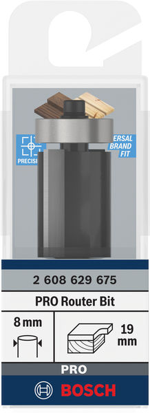 BOSCH PRO Bündigfräser mit untenliegendem Führungskugellager, Ø19 x L25,4, Schaft 8 mm