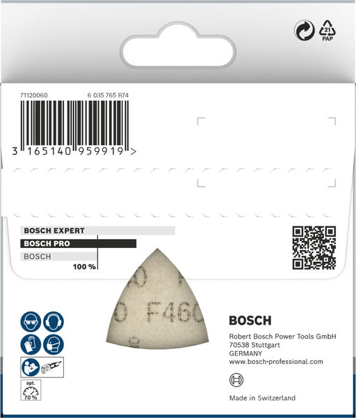 BOSCH PRO F460 Schleifblatt, 93 x 93 mm; G240, 5-tlg. BOSCH PRO F460 Schleifblatt, 93 x 93 mm; G240, 5-tlg.