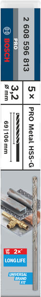 BOSCH Metallbohrer DIN 340 HSS-G 3,2 mm, 5/Pack BOSCH Metallbohrer DIN 340 HSS-G 3,2 mm, 5/Pack