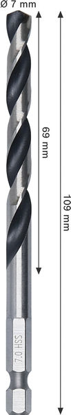 BOSCH Metal HSS Spiralbohrer, 7 x 69 x 109 mm, HEX 1/4“ Schaft