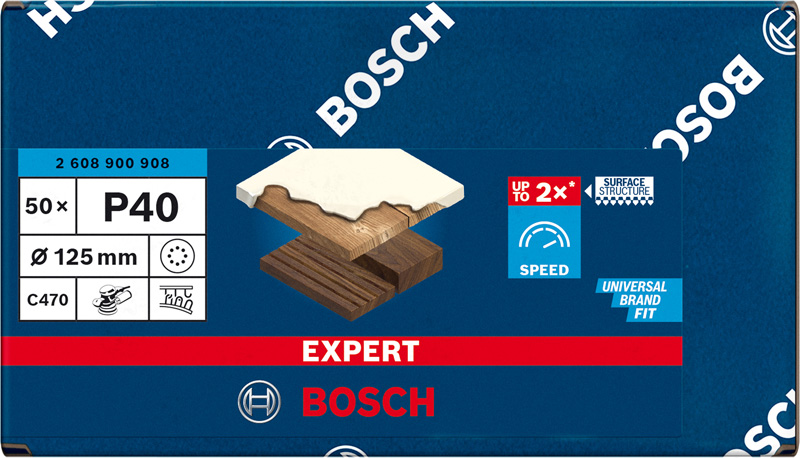 BOSCH EXPERT C470 Schleifscheibe, 125mm, K40, 8 Löcher, 50-tlg.
