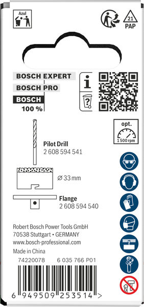 BOSCH Brick and Soft Tile Lochsäge mit Aufsteckhalter, 33 x 60 mm