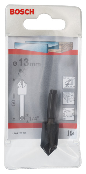 BOSCH Kegelsenker mit Sechskantschaft, 13,0 mm, 90°, 50 mm, 1/4-Zoll BOSCH Kegelsenker mit Sechskantschaft, 13,0 mm, 90°, 50 mm, 1/4-Zoll