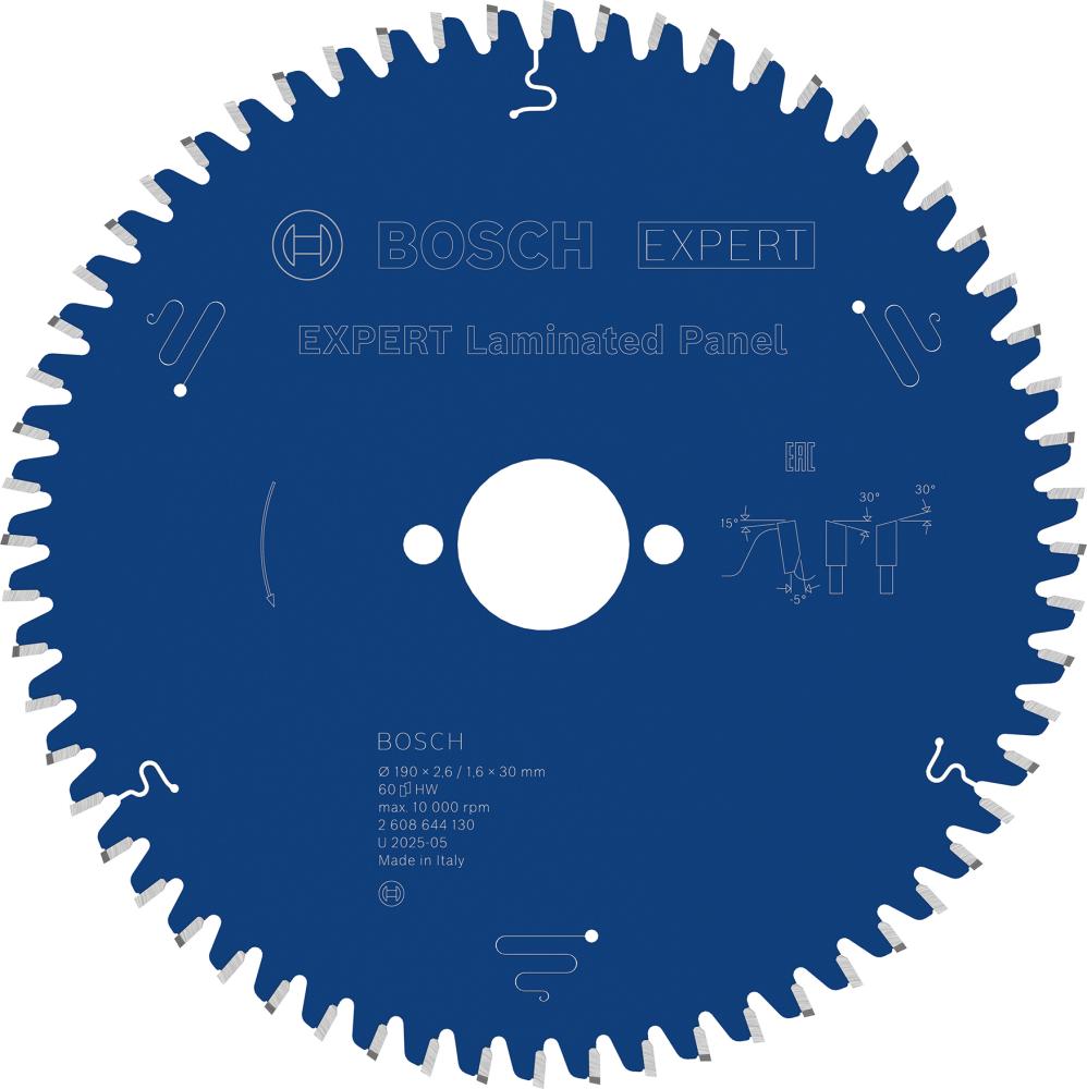 BOSCH EXPERT Laminated Panel Kreissägeblatt, 190x2,6/1,6x30 mm, Z60
