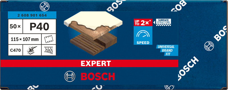 BOSCH EXPERT C470 Schleifblatt, 115x107mm, K40, 6 Löcher, 50-tlg.