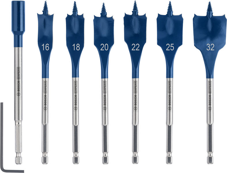 BOSCH EXPERT Self Cut Speed Flachfräsbohrer-Set, 16-32mm + Verlängerung 152 mm, 7?tlg. BOSCH EXPERT Self Cut Speed Flachfräsbohrer-Set, 16-32mm + Verlängerung 152 mm, 7?tlg.