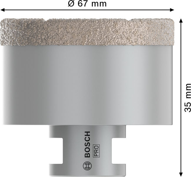 BOSCH PRO Ceramic Trockenbohrkrone, 67 x 35 x 14 mm BOSCH PRO Ceramic Trockenbohrkrone, 67 x 35 x 14 mm