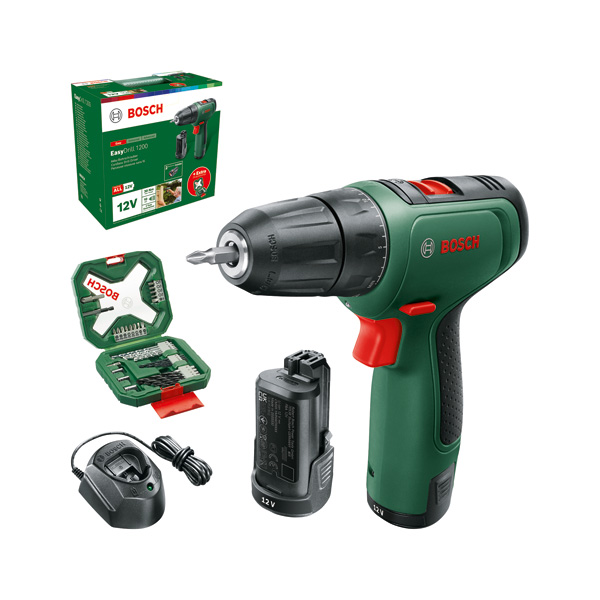 BOSCH Akku-Bohrschrauber EasyDrill 1200, 2 x Akku PBA 12V 1.5Ah, 34tlg. Zubehör-Set BOSCH Akku-Bohrschrauber EasyDrill 1200, 2 x Akku PBA 12V 1.5Ah, 34tlg. Zubehör-Set
