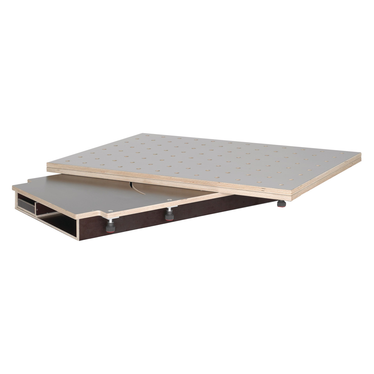 HOLZKRAFT Tischoberteil 120x80/160x120 cm, HPL Lochrasterplatte Ø20 mm, mit Schubkasten