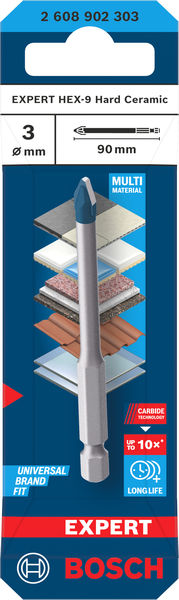 BOSCH EXPERT HEX-9 Hard Ceramic Bohrer, 3 x 90 mm