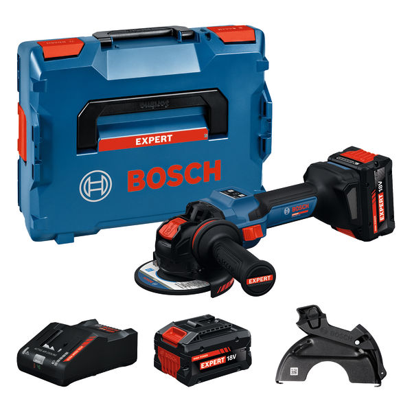 BOSCH EXPERT Akku-Winkelschleifer EXWX18V-15S, 2 x EXBA18V-80