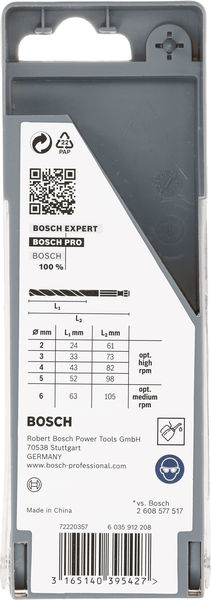 BOSCH PRO Metal HSS-G Hex Spiralbohrer Set, 5-tlg. BOSCH PRO Metal HSS-G Hex Spiralbohrer Set, 5-tlg.