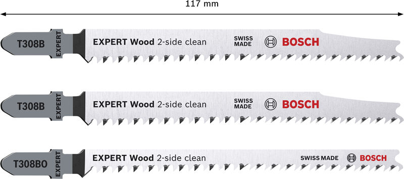 BOSCH Expert Wood 2-side clean Stichsägeblatt-Set, 3-tlg.