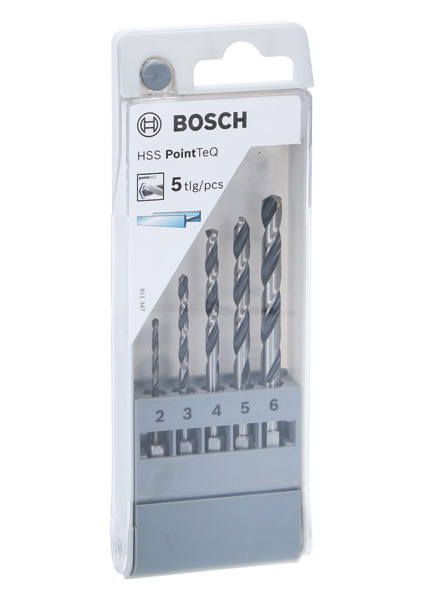 BOSCH HSS PointTeQ Sechskantbohrer-Set, 5-tlg., 2-6 mm BOSCH HSS PointTeQ Sechskantbohrer-Set, 5-tlg., 2-6 mm