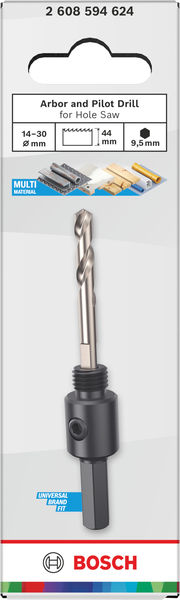 BOSCH Aufsteckhalter und Zentrierbohrer für Lochsäge, 14-30 x 44 mm