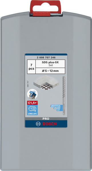 BOSCH PRO SDS plus-5X Hammerbohrer-Set, 5/6/8/6/8/10/12 mm, 7-tlg