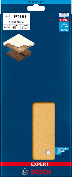 BOSCH EXPERT C470 Schleifblatt, 115x280mm, K100, 14 Löcher, 10-tlg.