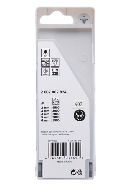 BOSCH HSS PointTeQ Sechskantbohrer-Set, 5-tlg., 2-6 mm BOSCH HSS PointTeQ Sechskantbohrer-Set, 5-tlg., 2-6 mm