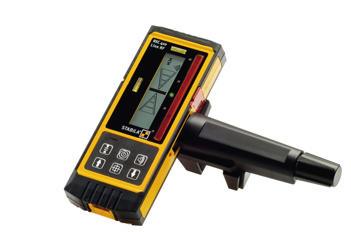 STABILA Empfänger REC 410 Line RF, Receiver für Linienlaser mit roten Laserstrahlen, automatische Feinausrichtung, kompatibel mit STABILA LA 80 L