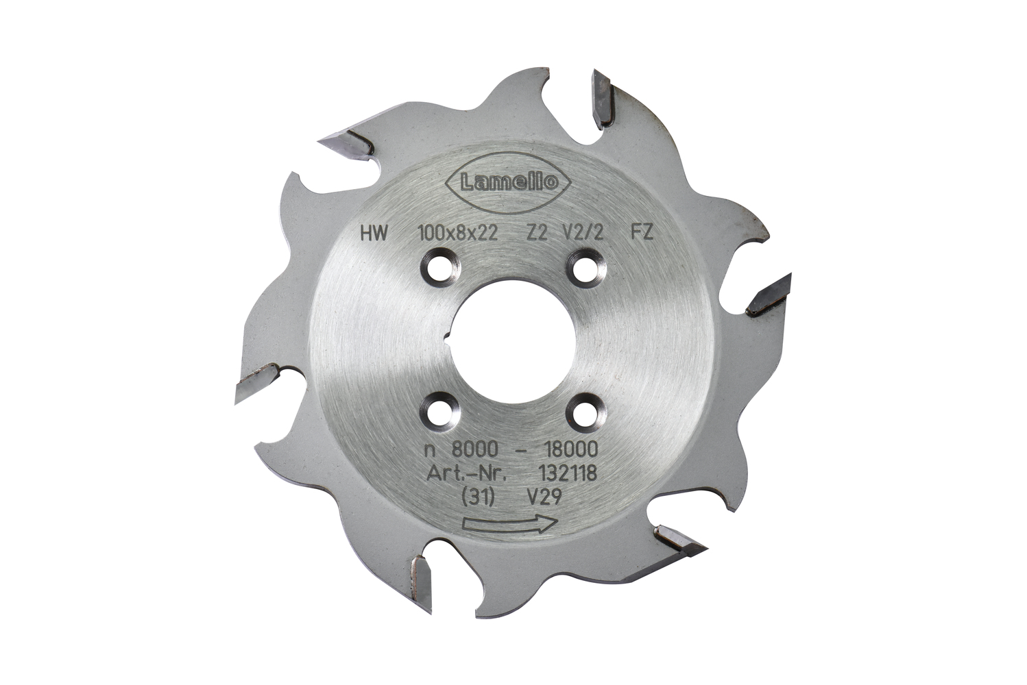 LAMELLO Nutfräser für Nutfräsmaschine, HW, Ø100x8xØ22 mm, Z2+V4, NL 4 LAMELLO Nutfräser für Nutfräsmaschine, HW, Ø100x8xØ22 mm, Z2+V4, NL 4